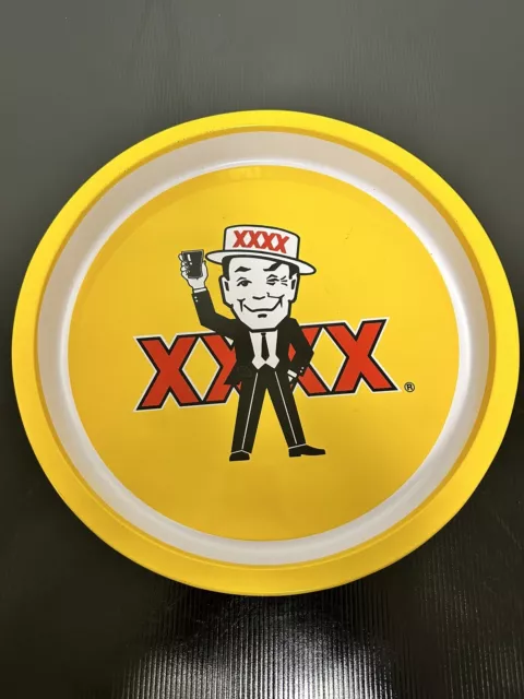 Vintage Mr Fourex XXXX Beer Deep 31cm Round Tin Serving Tray for Bar or Man Cave