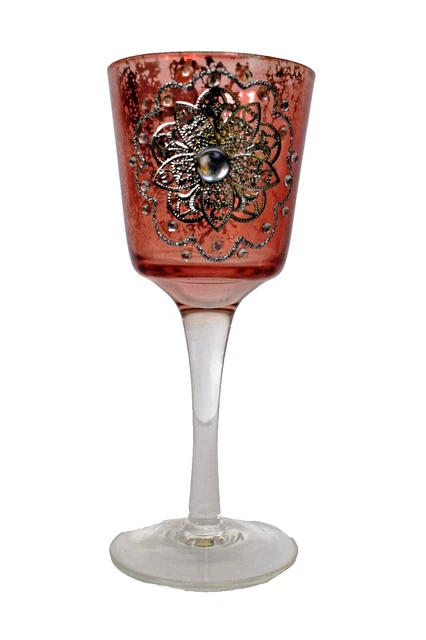 Vintage de Long à Tige Vin Verre Rouge Avec Bol / Tasse Décoration Noël Cadeau "