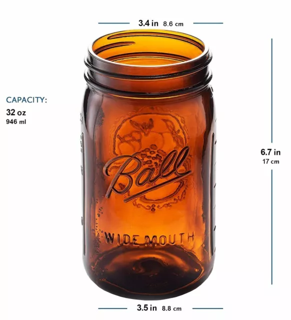 Ball Collection Elite Quart Wide Mouth Amber Canning Jar, Bulk, 4 Jars 3