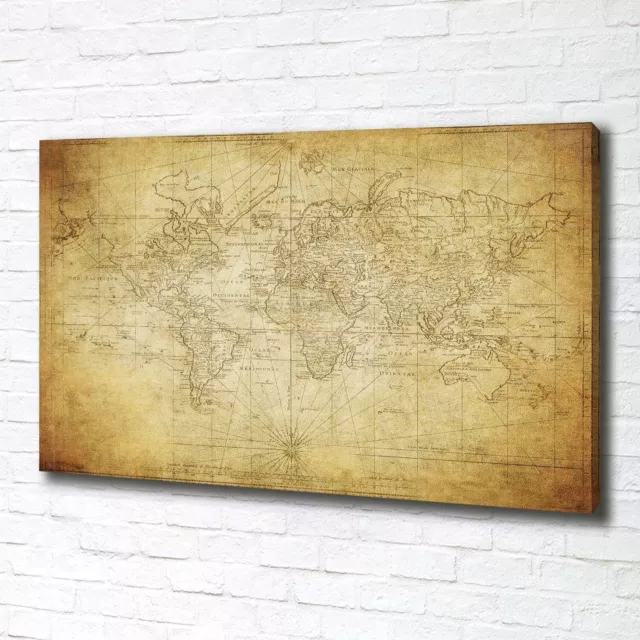 Cuadros Modernos Sobre Lienzo Para el Salón 100x70 Mapa antiguo del mundo