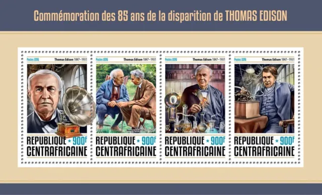 2016 Centrafrique - Thomas Edison. Y&T: 4564-4567; Michel: 6405-6408