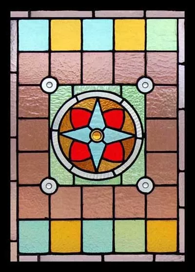 Spectacular English Rondels Antique Victorian Stained Glass Window