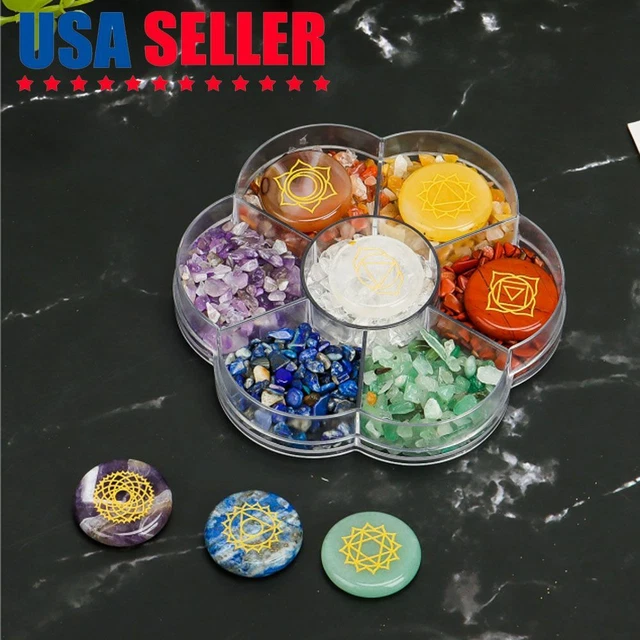 7 Chakra Stones Crystal Reiki Healing Energy Palm Chip Stone Gemstone Quartz Set