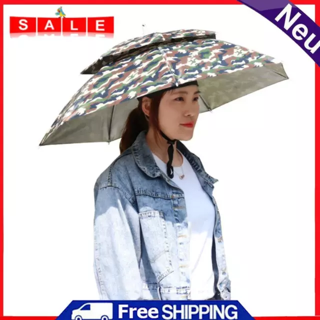 5pcs Foldable Fishing Sunshade Umbrella Hat UV Protection (Camouflage)