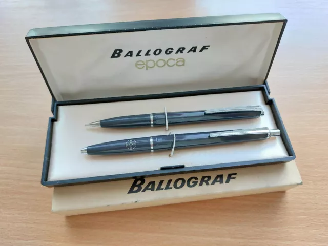 1970s BALLOGRAF EPOCA BALLPOINT PEN PENCIL SET BOXED SWEDEN VINTAGE