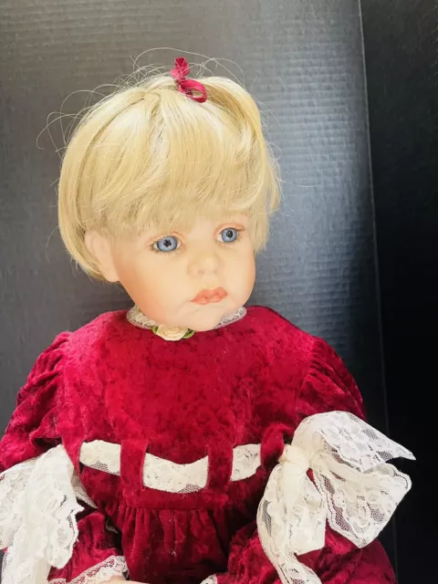 Angel Cheeks 1990 Porcelain Baby Doll A Fayzah Spanos Reproduction Sitting Blond
