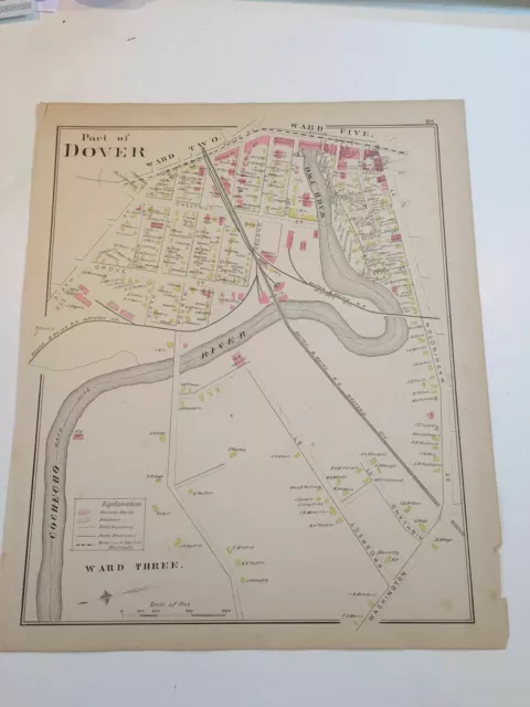 Original 1892 New Hampshire Map 15x17 Dover