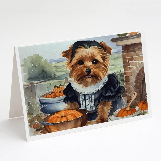 Norfolk Terrier Thanksgiving Pumpkins Greeting Cards Envelopes Pack of 8