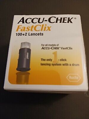 ACCU-CHEK FastClix 100+2 Lancets prueba de glucosa en sangre diabetes 9-2025 exp.