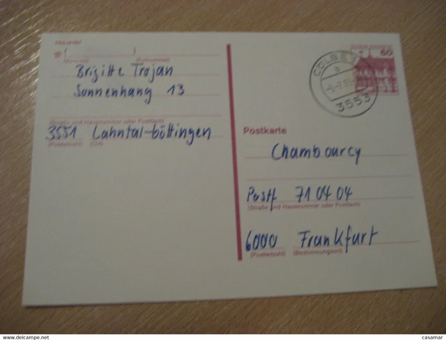COLBE 1983 TO Frankfurt Cancel Postal Stationery Card GERMANY EUR 4,06 ...