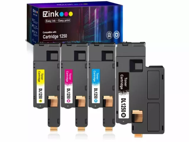 NEW NIB $150 EZInk 4-Pack Cartridges B/Y/M/C 1250C + Dell Laser Printer L@@K !