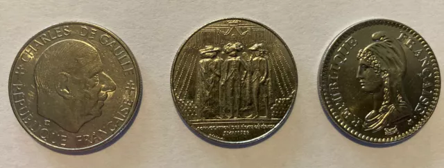 Lot de 3 pièces commémoratives 1 francs - T