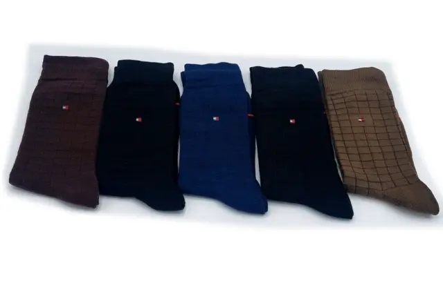 5 Pair Tommy Hilfiger Socks Crew Navy Mix Colour Cotton UK 9-11 Brand New
