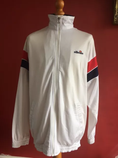 ELLESSE GIOCO WHITE True Vintage 1980s Track Top Size L