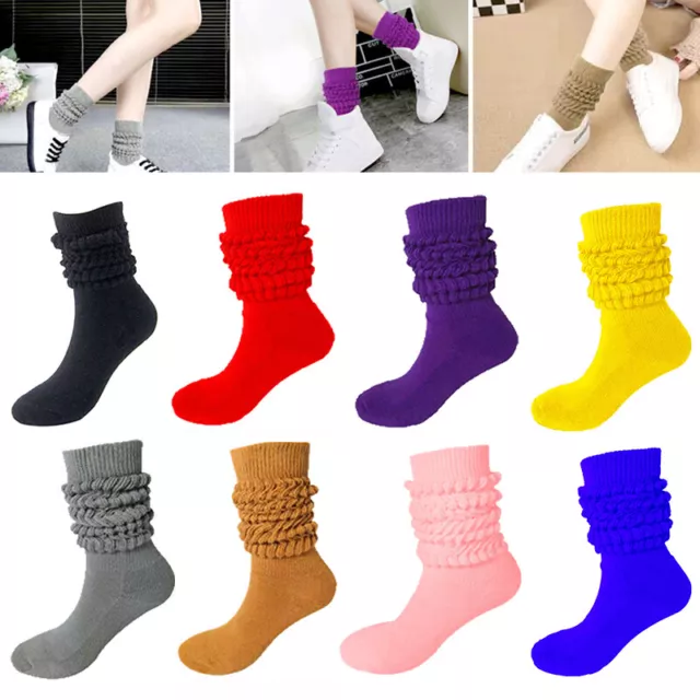 1PAIR WOMEN'S CALF High Soft Slouch Socks Plush Cotton Thick Knit ...