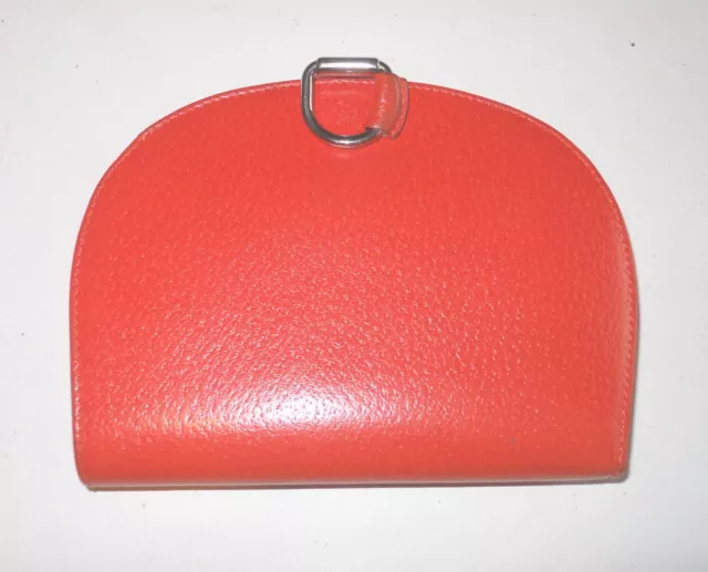 Vintage Gucci Red Embossed Leather Round Bi-Fold Wallet/Card/Coin Purse-Ex-Rare!