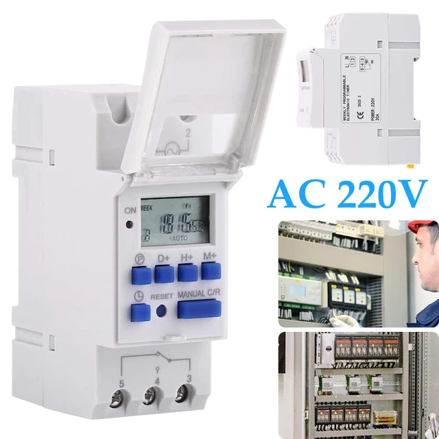 DIN RAIL CONTROL Timer Relay 220V Weekly Programmable 15A Digital ...