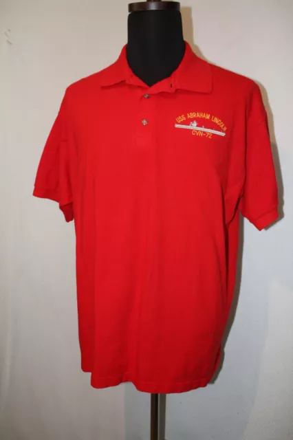 USS Abraham Lincoln CVN-72 Red Polo Shirt Sz XL Embroidered Logo US Navy