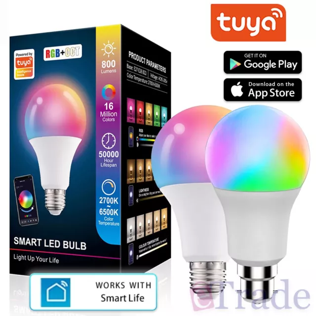 Smart Bulb by Tuya Smart Life App WiFi Android iOS RGB Colour Light Packs