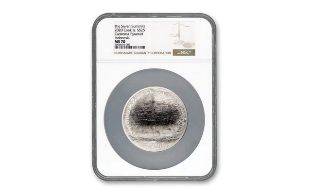 2020 $25 Cook Islands 5oz Silver The Seven Summits Carstensz Pyramid NGC MS70