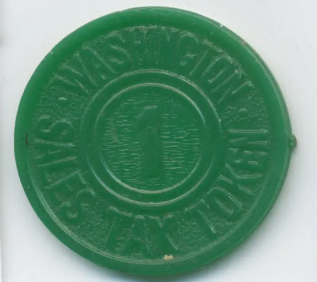 Green Plastic Washington Sales Tax Token Never Used Vintage 143
