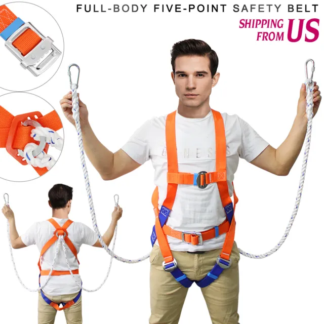 Rock Tree Safety Climbing Harness Fall Protection Rappelling 5-Point Full Body