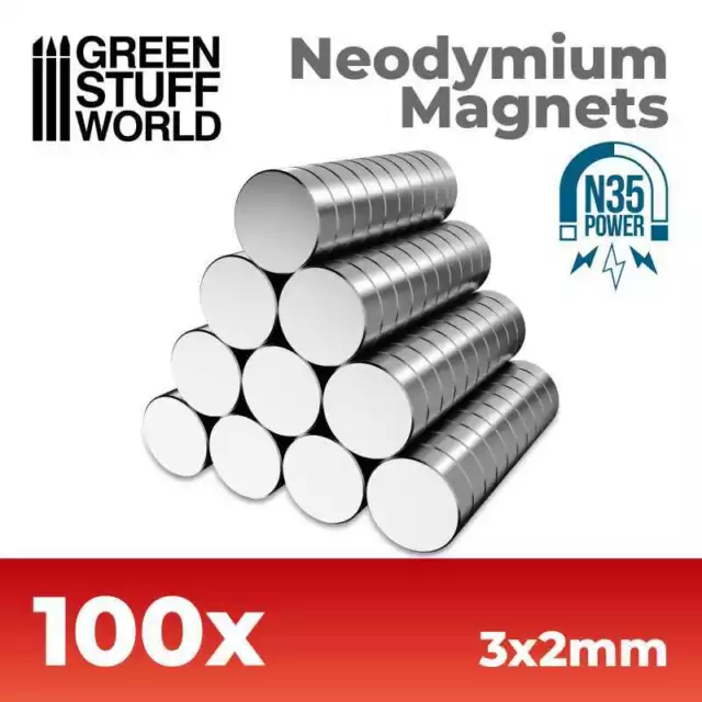 Green Stuff World 9062 Magnets 3x2mm 100 units (N35) (for miniatures)