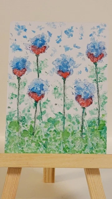 ACEO Original Abstract Painting, 2.5x3.5in Art Card, Sleeve, Watercolor