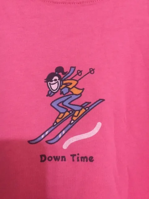 Life is Good Women`s L "DOWN TIME" Long Sleeve Pink Cotton T-Shirts