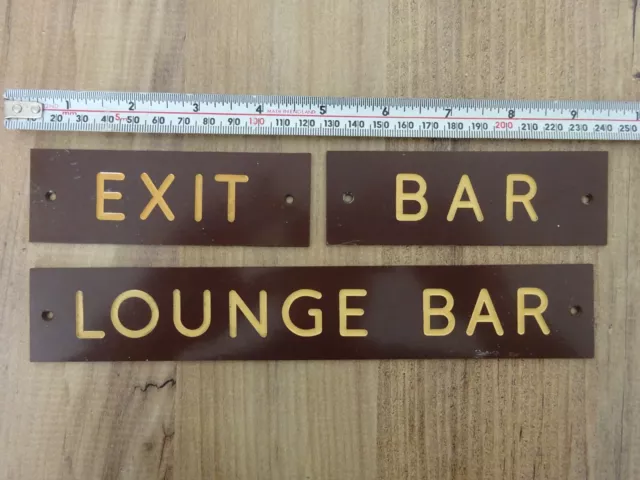 Original internal Pub signs, Lounge Bar, Bar, Exit