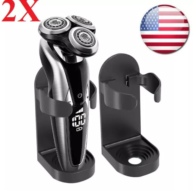 2pc Electric Shaver Holder Storage Bathroom Traceless Electric Razor Stand Rack