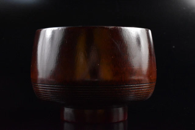 M1620: Japanese Wooden Bamboo Shapely TEA BOWL Green tea tool Tea Ceremony