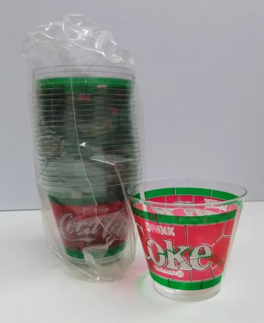 Coca-Cola Tiffany-Style Stained Glass Plastic Cups Set of 25