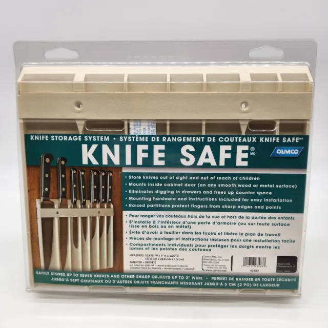 Casa rodante Camco segura para cuchillos cámper casa 43583 beige NUEVO sostiene 7 cuchillos