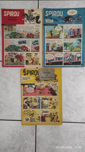 LOT DE 3 ANCIENS FASCICULES SPIROU ANNÉE 1958 no 1036/37/38