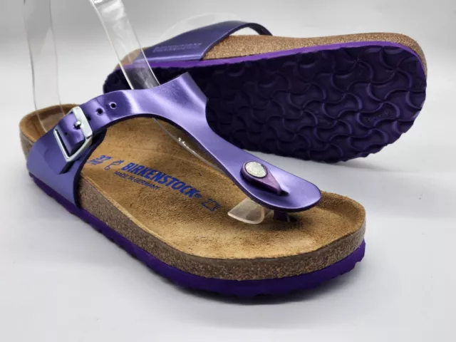 Birkenstock Leather GIZEH Metallic Violet 37R SOFT FOOTBED BNIB ***RARE*** #963