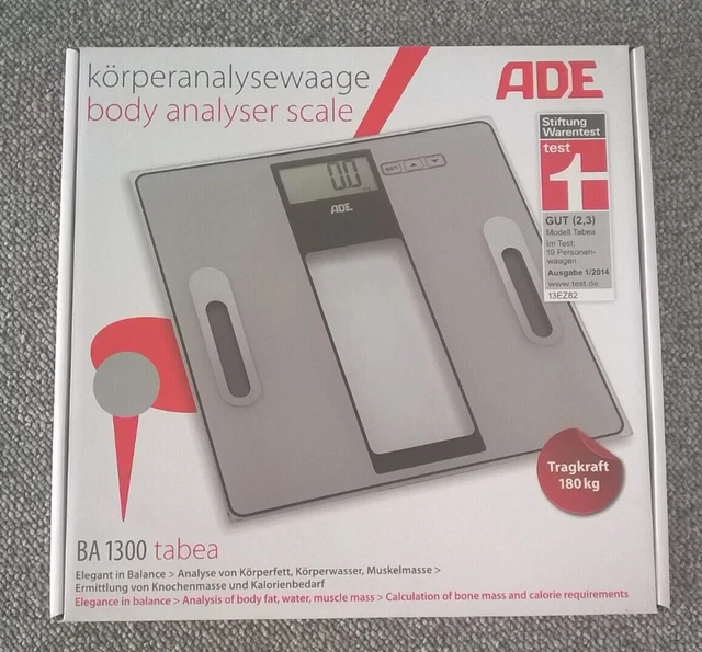 ADE Germany Digitale Körperanalysewaage BA 1300 TABEA Silber / Schwarz BRANDNEU!