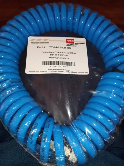 ATP TT-14-25-LB-RS Coiled Air Hose,1/4" ID x 20 ft.