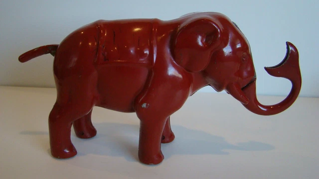 Antique 1940's Cast Iron Mechanical "GAR-RU" Elephant Coin Bank