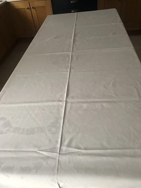 Vintage Damask White Square Tablecloth