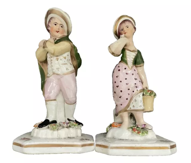 Pair Of Dudson Staffordshire Porcelain Figures Emblematic Of The Seasons C1820 3