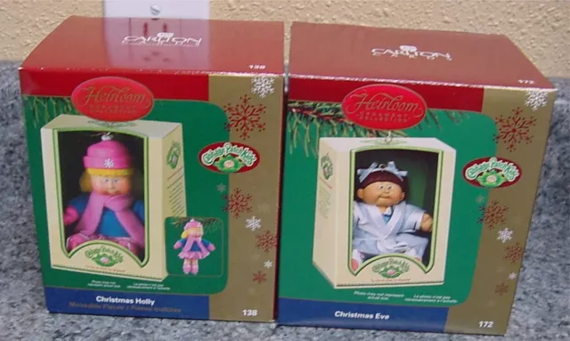 LOT 2 Carlton Cards Heirloom Ornament Cabbage Patch Kids CHRISTMAS EVE & HOLLY