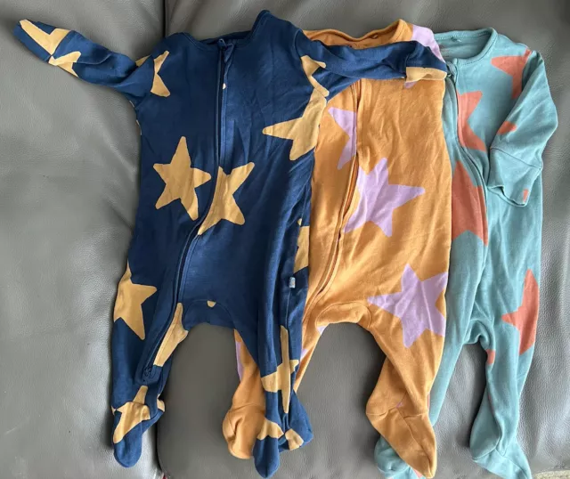 THREE Unisex Girl Boy Sleep suits Two Way Zipper From Next 3 Months 0-3 Months