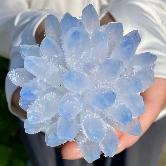 253G New Find BLUE Phantom Quartz Crystal Cluster Mineral Specimen Healing