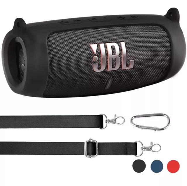 1Pc Silicone Cover for JBL Charge 5 Speaker with Shoulder Strap and Carabiner