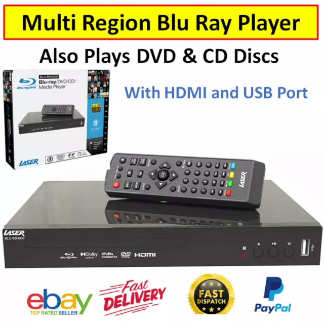 Multi Region Free Blu Ray Upscaling Media Player USB DVD  HDMI CD Blue Ray 1080P