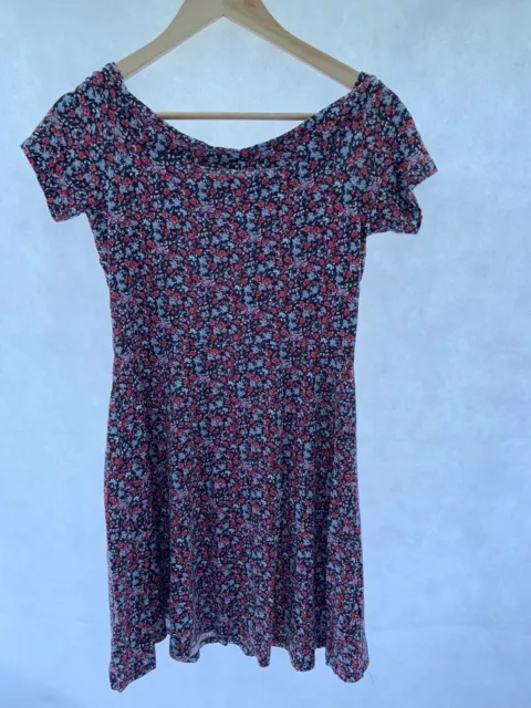 dress pimkie size s black ditsy floral cotton blend short sleeved short