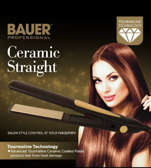 BAUER 230° Ceramic Tourmaline Hair Straighteners Professional Salon Styler Pro.