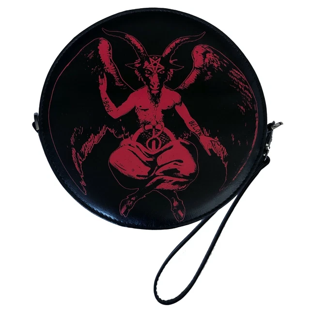 Kreepsville 666 Gothic Punk Black Red Goats Head Baphomet Wristlet Clutch Purse