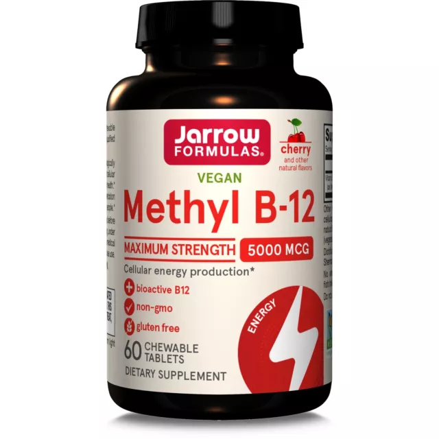 Jarrow Formulas Méthyle Vitamine B-12 5000mcg Cerise 60 à Croquer Tablets Energy